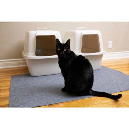 Large Cat Litter Mat - 100% Phthalate & BPA-Free, Durable PVC, Easy-Clean Design for Multiple Cats, Fits Standard Litter Boxes, Light Beige & White, Cat Litter Box Mat, Litter Box Mat, Smooth Texture Mat