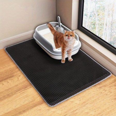 Cat Litter Mat Litter Trapping MatCat Litter Box Mat for Floor 32x22 2 Layer Llitterbox Mat for Pet kitty Litter Rug Catcher Waterproof Urine Proof Clean Easily Collapsable Medium