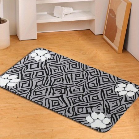 Washable Dog Mat for Food and Water - Waterproof, Non-Slip Feeding Mat for Dogs and Cats, Durable Floor Placemat with Geometric Design, Grey, 12x19, Pet Water Station, Modern Pet Accessory, Nonslip Surface