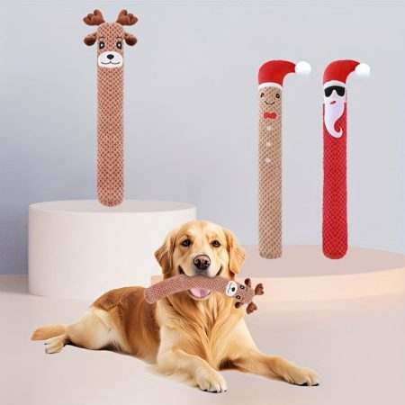 Christmas Style Plush Toy for Long Dogs, Featuring Interactive Grinding Teeth with Sound Generators, Soft And Safe Pet Companion Toys, And Squeaking Tug Of War Interactive Dog Play. Three Styles Are Available for Selection