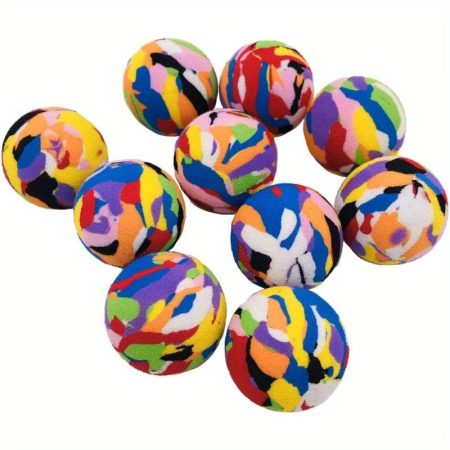 10pcs Pack Cats Interactive Toys Balls for Indoor Cat 35mm Camouflage Soft EVA Foam Ball for Kitten Chase Playing Toy for Small Dogs Animals Puppies