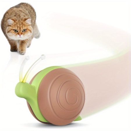 Interactive Cat Toy for Indoor Cats - Wicked Snail Kitten Toys with LED Lights, Rechargeable Moving Electric Pet Toy for Smart Stimulation (Brown), Toyedfor Cats