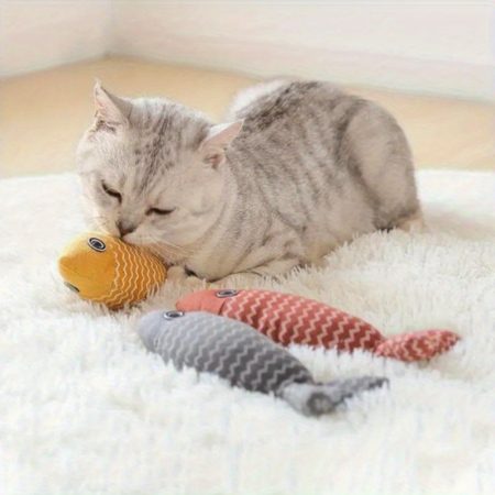 Cat Toy Fish, 1pc, Cat Grass Crinkle, Soft And Durable, Indoor Cat Exercise Interactive Toy, Suitable for All Breeds (Randomly Shipped in Three Colors)